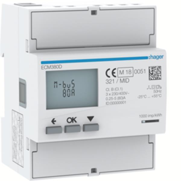 Hager Energiezähler 3ph,direkt 80A, MBUS, MID