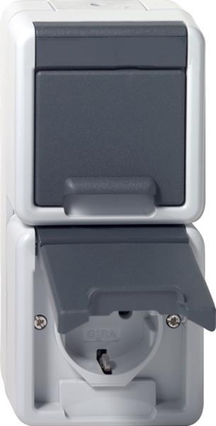 Gira SCHUKO 2f senkr. KD WG AP Grau