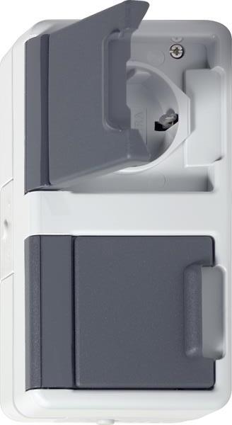 Gira SCHUKO 2f waager. KD WG AP Grau