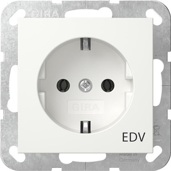 Gira SCHUKO-Steckd. Aufdruck EDV System 55 Reinweiß m
