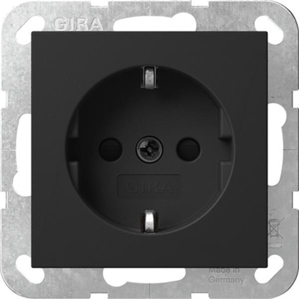 Gira SCHUKO-Steckd. SP o.Kr. System 55 Schwarz m
