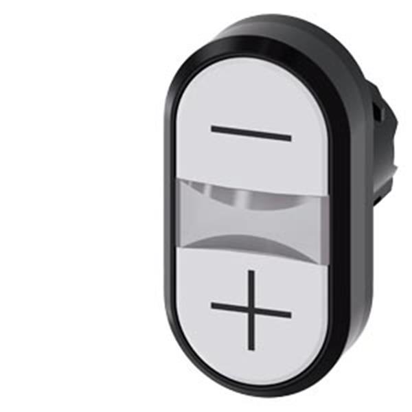 Doppeldrucktaster, beleuchtet, 22mm, rund, Kunststoff, weiß