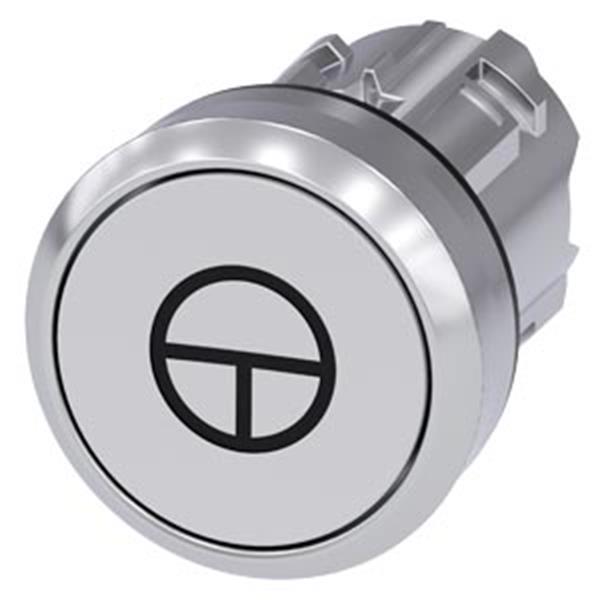 Drucktaster, 22mm, rund, Metall, hochglanz, weiß, mit Symbol: Tippbetrieb