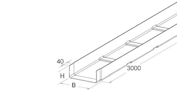 Niedax Kabelrinne 80x200x3000mm angeformter Verbinder