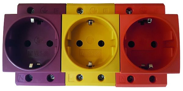 Protec DIN-Schaltschranksteckdose PDSDR 16A für Hutschiene rot