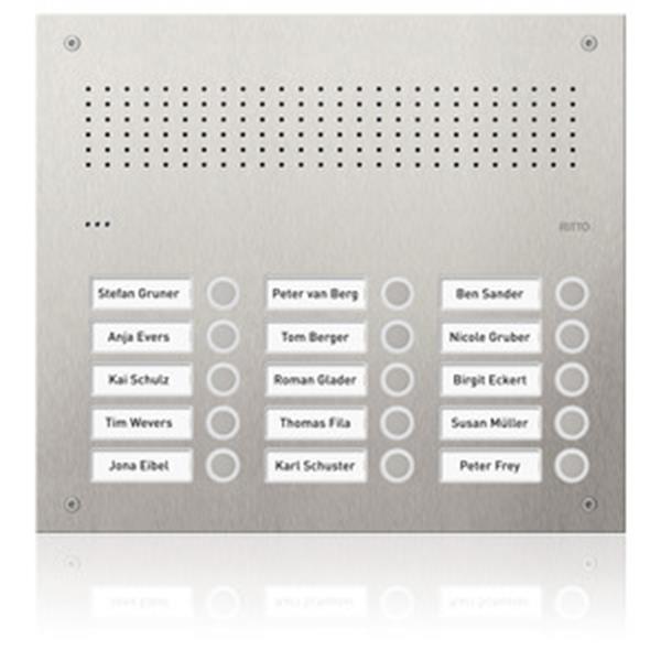 Ritto Acero pur Edelstahl-Türstation Audio, 15 WE, Edelstahl