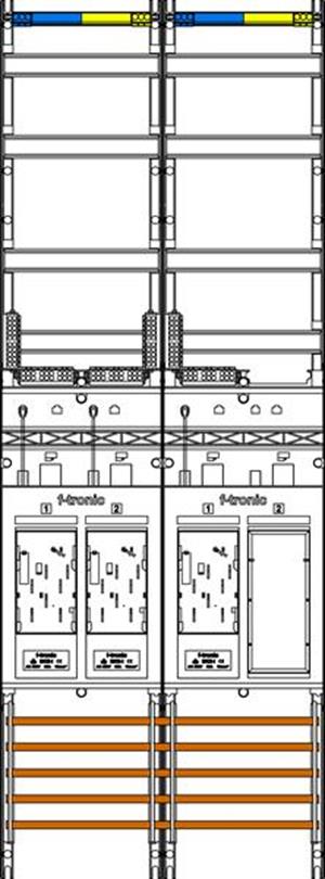 f-tronic Zählerfeld E19ER9DS, 2-feldrig, H=1350mm, 3-eHZ mit DS, 1 Res.
