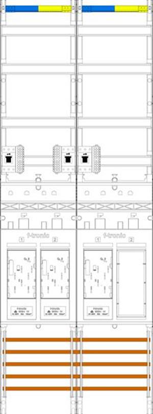 f-tronic Zählerfeld E19ER9-HSS, 2-feldrig, H=1350mm, 3-eHZ, 3 HSS, 1 Res.