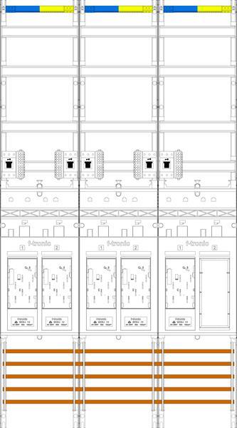 f-tronic Zählerfeld E219ER9-HSS, 3-feldrig, H=1350mm, 5-eHZ, 5 HSS, 1 Res.