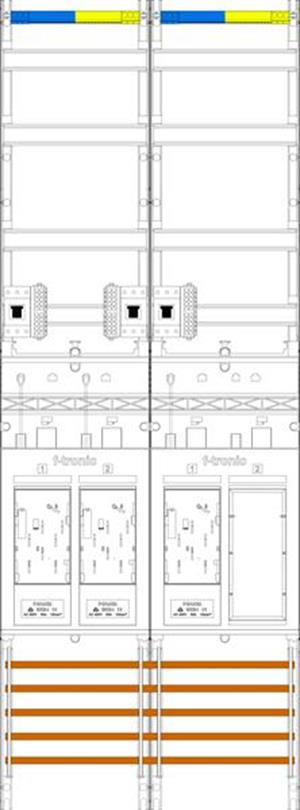 f-tronic Zählerfeld E19ER9DS-HSP, 2-feldrig, H=1350mm, 3-eHZ, mit DS, 3 HSP, 1 R