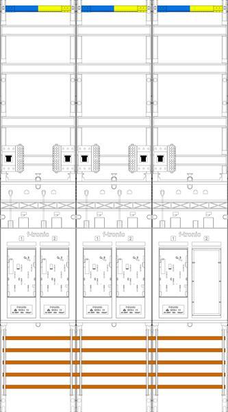 f-tronic Zählerfeld E219ER9DS-HSP, 3-feldrig, H=1350mm, 5-eHZ, mit DS, 5 HSP, 1
