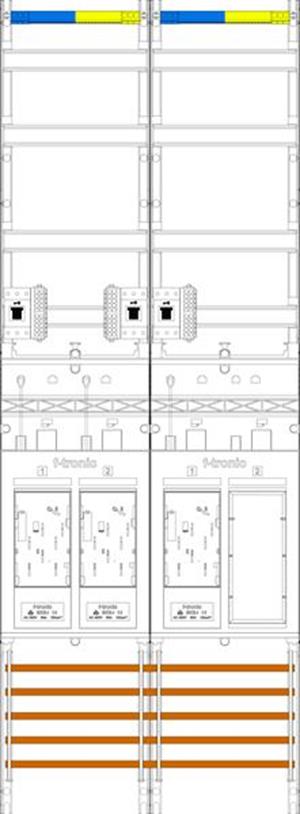 f-tronic Zählerfeld E19ER9DS-HSS, 2-feldrig, H=1350mm, 3-eHZ, mit DS, 3 HSS, 1 R