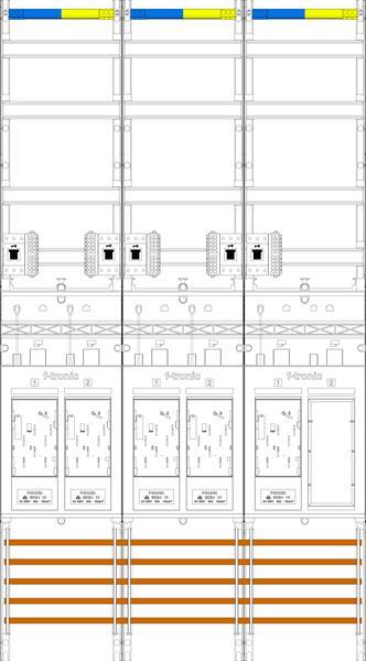 f-tronic Zählerfeld E219ER9DS-HSS, 3-feldrig, H=1350mm, 5-eHZ, mit DS, 5 HSS, 1