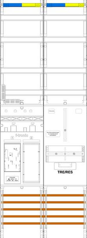 f-tronic Zählerfeld ER9VR6, 2-feldrig, H=1350mm, 1-eHZ, 1 Res., 1 TRE