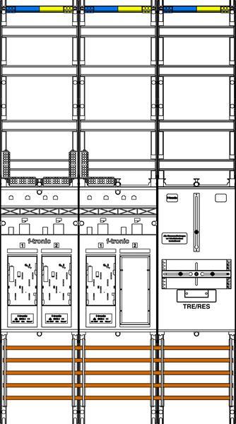f-tronic Zählerfeld E19ER9VR6,3-feldrig, H=1350mm, 3-eHZ, 1 Res., 1 TRE