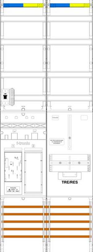 f-tronic Zählerfeld ER9VR6-HSS, 2-feldrig, H=1350mm, 1-eHZ, 1 HSS, 1 Res., 1 TRE
