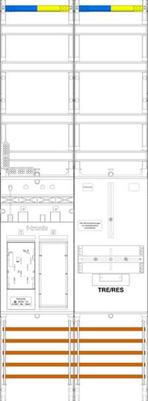 f-tronic Zählerfeld ER9DSVR6, 2-feldrig, H=1350mm, 1-eHZ mit DS, 1 Res., 1 TRE