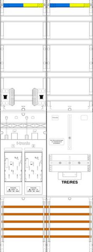 f-tronic Zählerfeld E19DSVR6-HSP, 2-feldrig, H=1350mm, 2-eHZ, mit DS, 2 HSP, 1 T