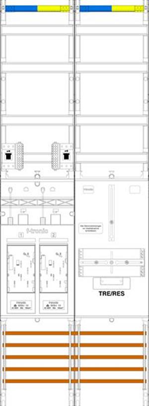 f-tronic Zählerfeld E19DSVR6-HSS, 2-feldrig, H=1350mm, 2-eHZ, mit DS, 2 HSS, 1 T