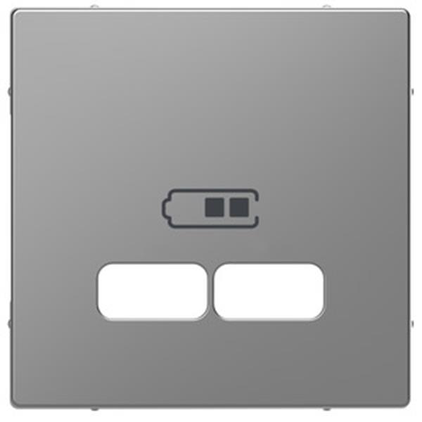 Merten Zentralplatte für USB Ladestation-Einsatz, Edelstahl, System Design