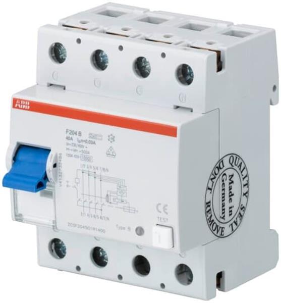 ABB F204B+63/0,03 FI-Schutzschalter 4P,TypB+,63A,30mA,kurzzeitverz.