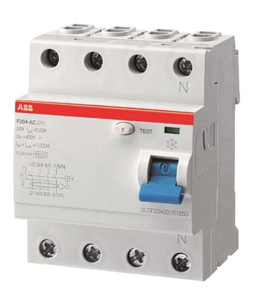 ABB F204A-63/0,03 FI-Schalter Typ A 110V RCCB,4P,63A,30mA,f.110V AC-Netz