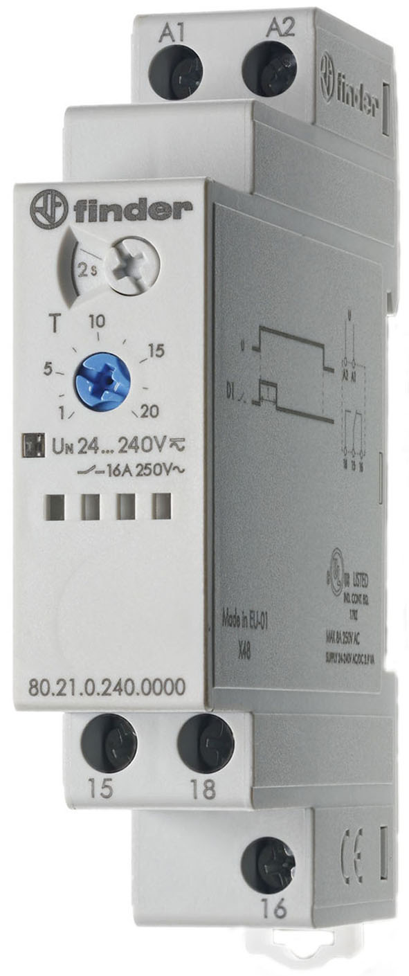 Zeitrelais, Einschaltwischer, 1 Wechsler 16 A, für 24 bis 240 V AC/DC