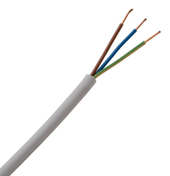Feuchtraumleitung,mAntelleitung NYM-J 3Gx1,5mm², 3-adrig, 50m Ring, Farbe: grau